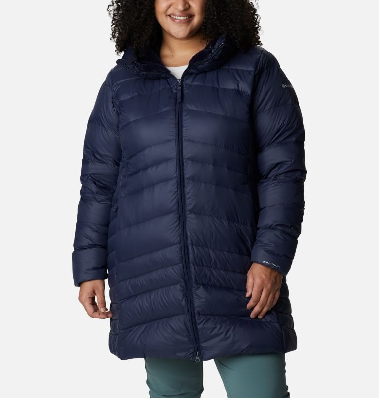 Jachete Din Puf Columbia Autumn Park Cu Glugă Mid-High Dama Bleumarin | Plus Size ITMQA8Z9S